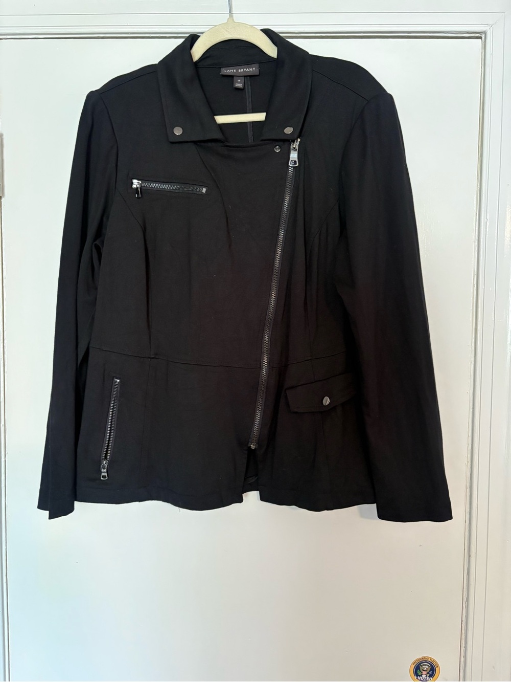 Lane Bryant Black Moto Jacket Size 18 Stretch Ponte